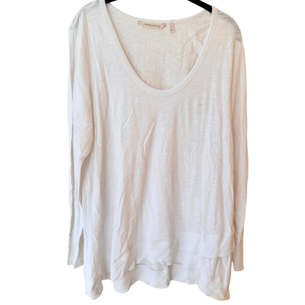 Soft Surroundings, Scoop Neck, Long sleeve, White, L